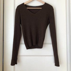 Brandy Melville brown wool v-neck sweater